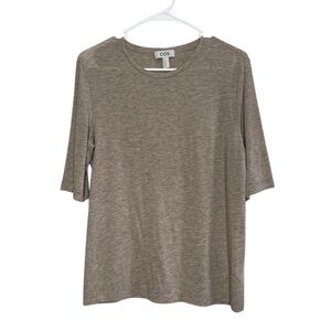 COS Women's Slim Lightweight Beige 3/4 Sleeve T-Shirt Size Large